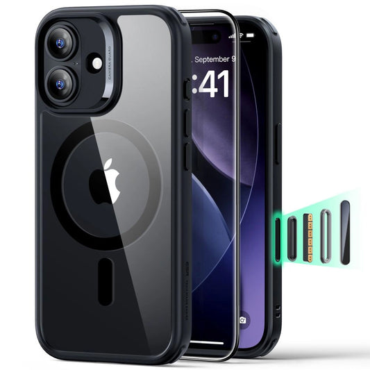 Coque MagSafe pour Apple iPhone 17, ESR, Classic Hybrid avec Protecteur d'Écran, Noir Transparent