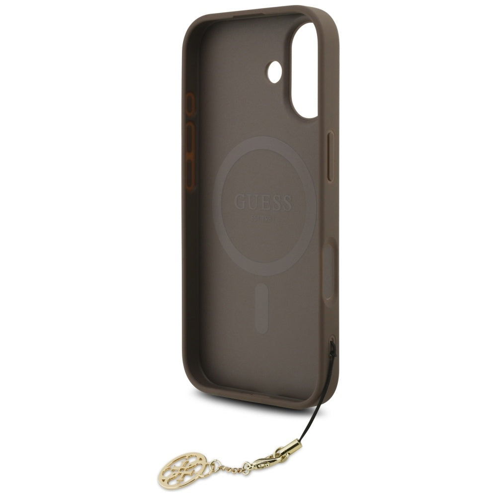 Custodia MagSafe per Apple iPhone 17, Guess, 4G Charm Cradle, Marrone