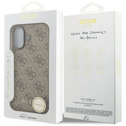 Custodia MagSafe per Apple iPhone 17, Guess, 4G Charm Cradle, Marrone