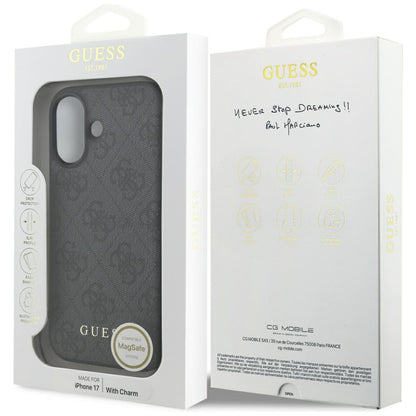 Étui MagSafe pour Apple iPhone 17, Guess, 4G Charm Cradle, Noir