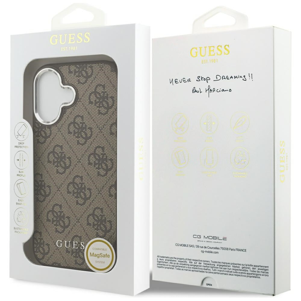 Étui MagSafe pour Apple iPhone 17, Guess, Logo Classique 4G, Marron