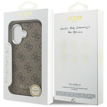 Étui MagSafe pour Apple iPhone 17, Guess, Logo Classique 4G, Marron
