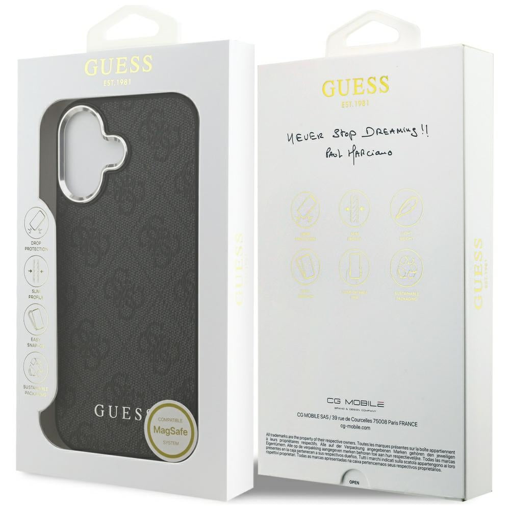 Housse MagSafe pour Apple iPhone 17, Guess, 4G Classic Logo, Noire