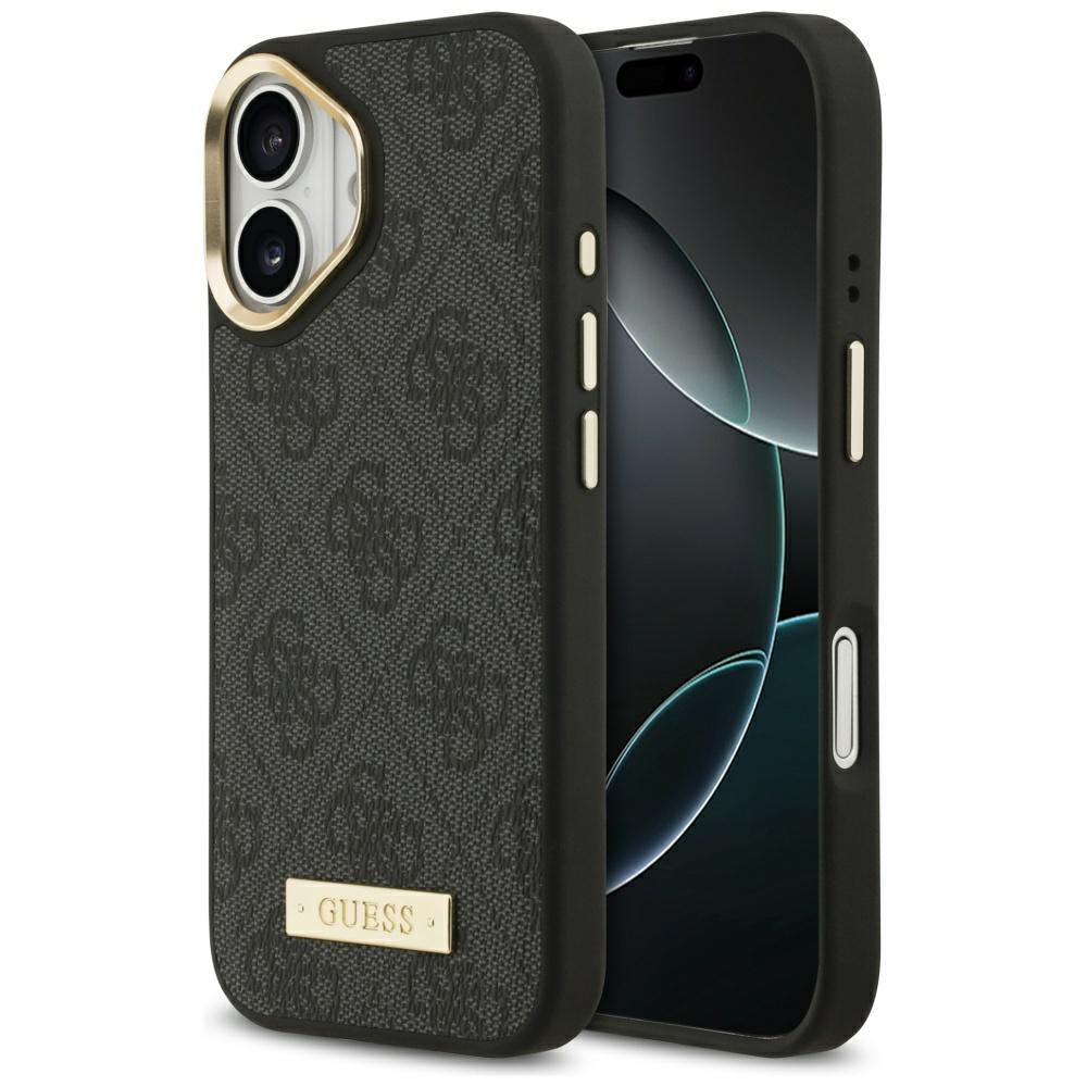 Custodia MagSafe per Apple iPhone 17, Guess, 4G Logo Plate, Nera