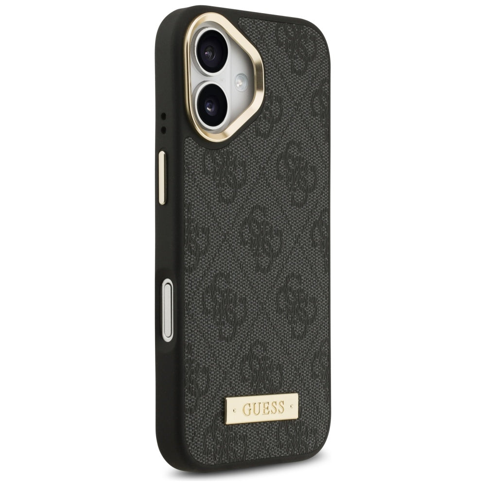 Custodia MagSafe per Apple iPhone 17, Guess, 4G Logo Plate, Nera