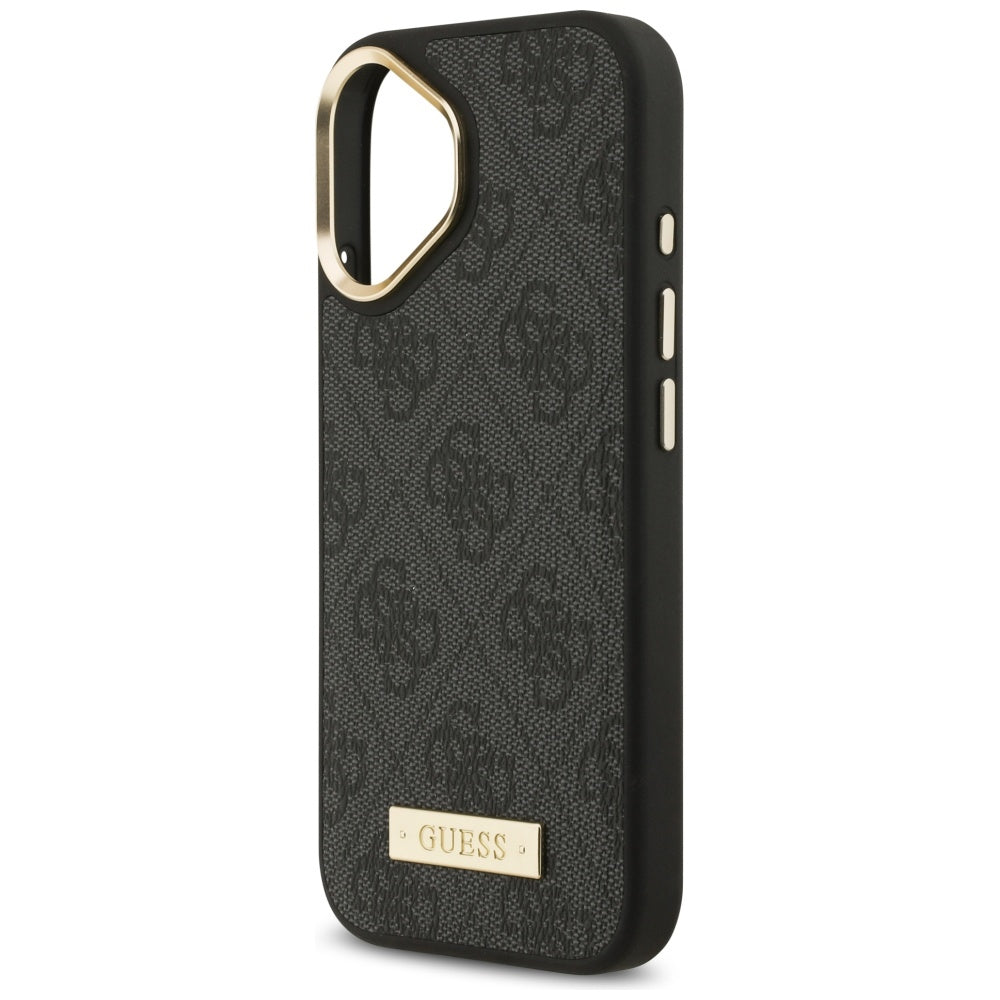 Custodia MagSafe per Apple iPhone 17, Guess, 4G Logo Plate, Nera