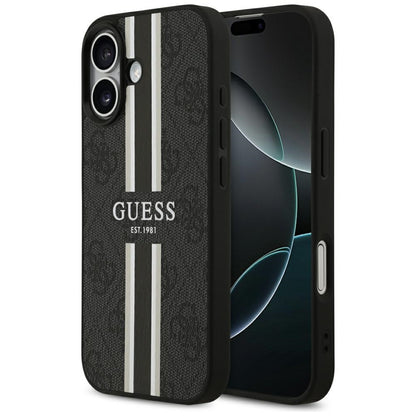 Étui MagSafe pour Apple iPhone 17, Guess, 4G Printed Stripes, Noir