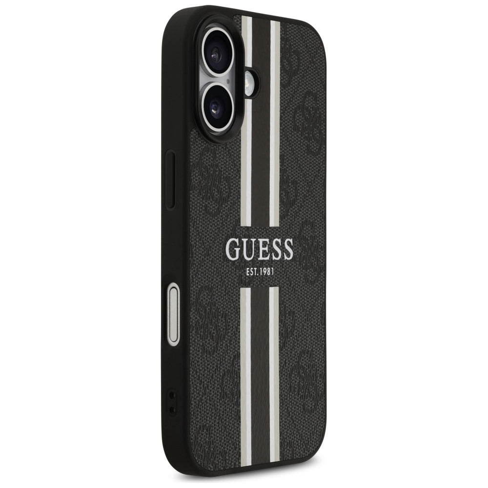 Étui MagSafe pour Apple iPhone 17, Guess, 4G Printed Stripes, Noir