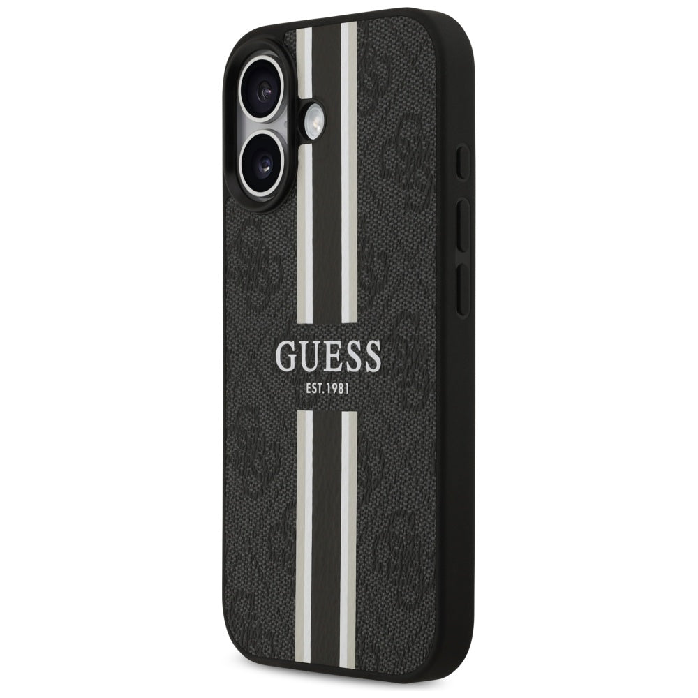 Étui MagSafe pour Apple iPhone 17, Guess, 4G Printed Stripes, Noir
