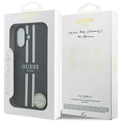 Étui MagSafe pour Apple iPhone 17, Guess, 4G Printed Stripes, Noir
