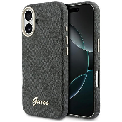 Custodia MagSafe per Apple iPhone 17, Guess, 4G Script Logo, Nera