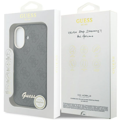 Custodia MagSafe per Apple iPhone 17, Guess, 4G Script Logo, Nera