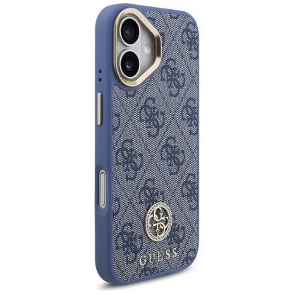 Coque MagSafe pour Apple iPhone 17, Guess, 4G Strass Logo avec Grande Bandoulière, Bleue