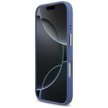 Coque MagSafe pour Apple iPhone 17, Guess, 4G Strass Logo avec Grande Bandoulière, Bleue