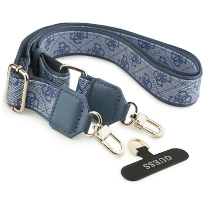 Coque MagSafe pour Apple iPhone 17, Guess, 4G Strass Logo avec Grande Bandoulière, Bleue