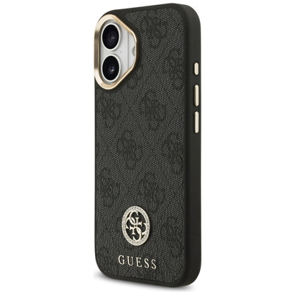 Étui MagSafe pour Apple iPhone 17, Guess, Logo Strass 4G avec Grande Bandoulière, Noir