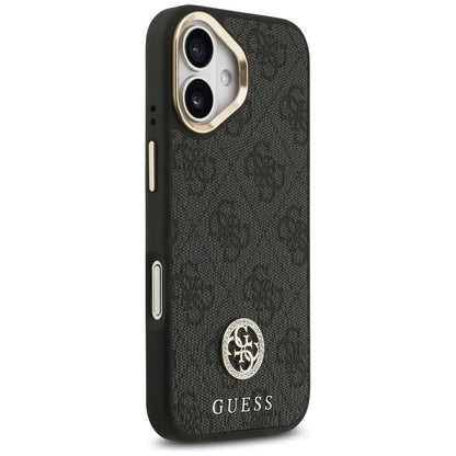 Étui MagSafe pour Apple iPhone 17, Guess, Logo Strass 4G avec Grande Bandoulière, Noir