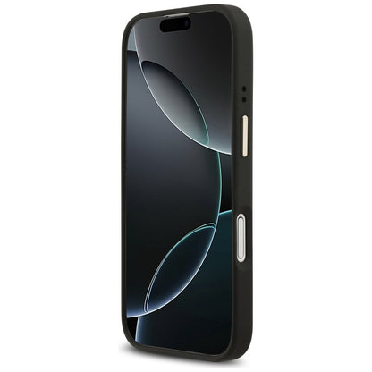 Étui MagSafe pour Apple iPhone 17, Guess, Logo Strass 4G avec Grande Bandoulière, Noir