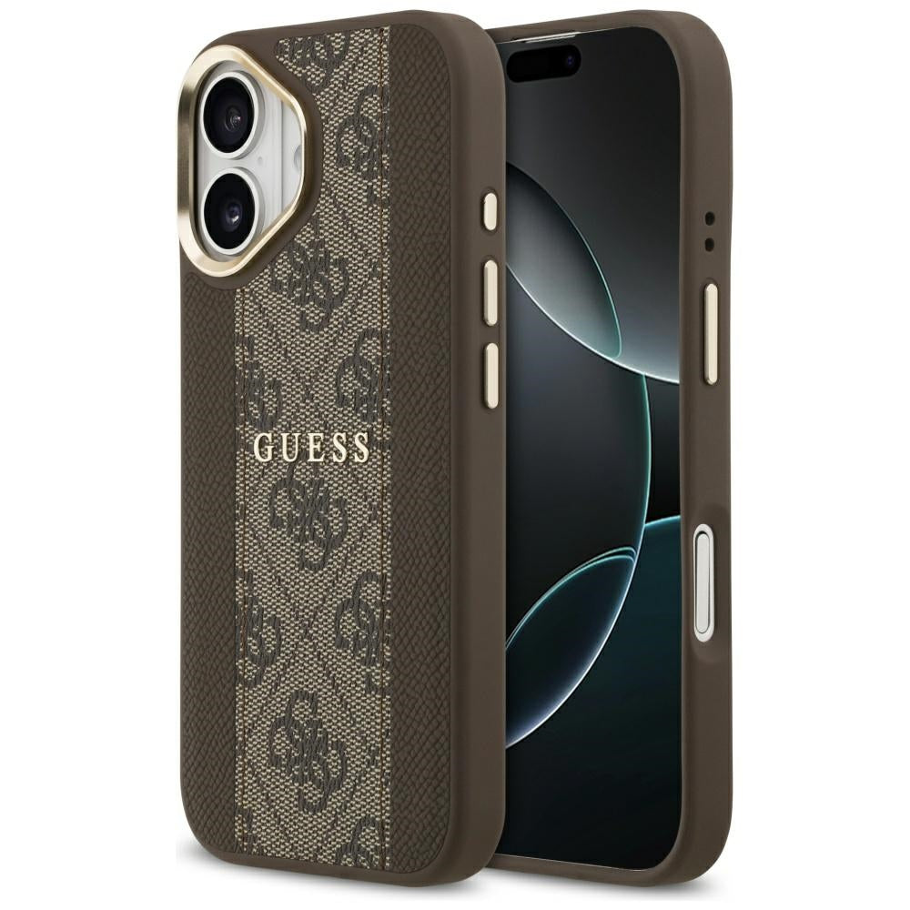 Custodia MagSafe per Apple iPhone 17, Guess, 4G Stripe, Marrone