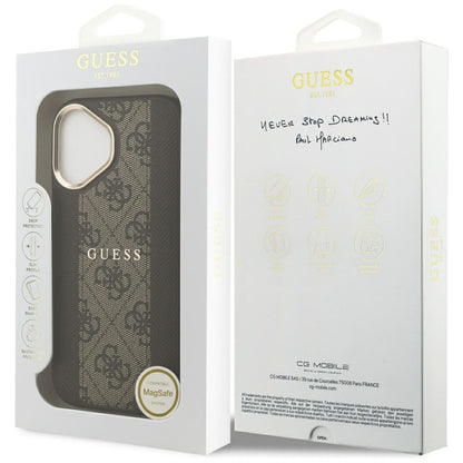 Custodia MagSafe per Apple iPhone 17, Guess, 4G Stripe, Marrone