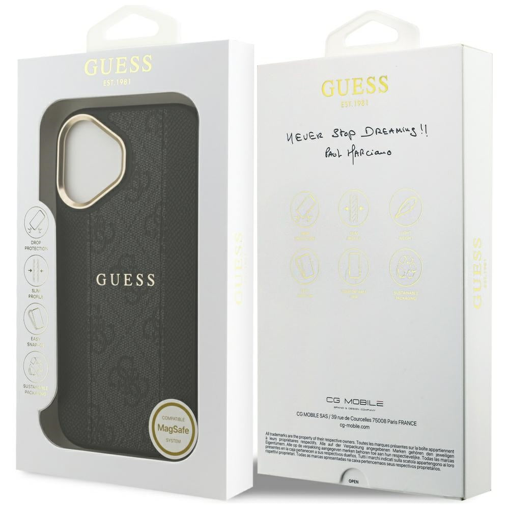 Housse MagSafe pour Apple iPhone 17, Guess, 4G Stripe, Noire