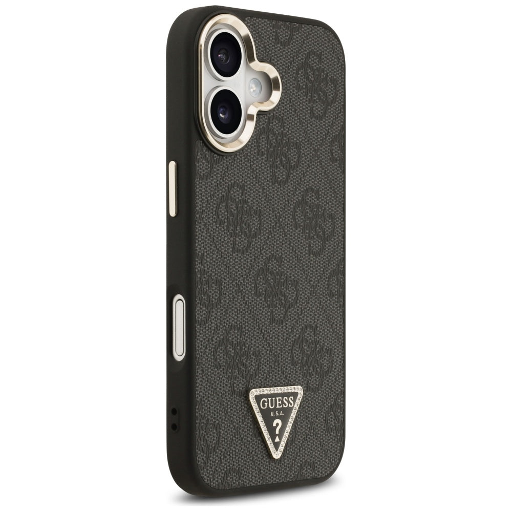 Custodia MagSafe per Apple iPhone 17, Guess, Logo Diamante Triangolo 4G, Nera