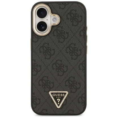 Custodia MagSafe per Apple iPhone 17, Guess, Logo Diamante Triangolo 4G, Nera