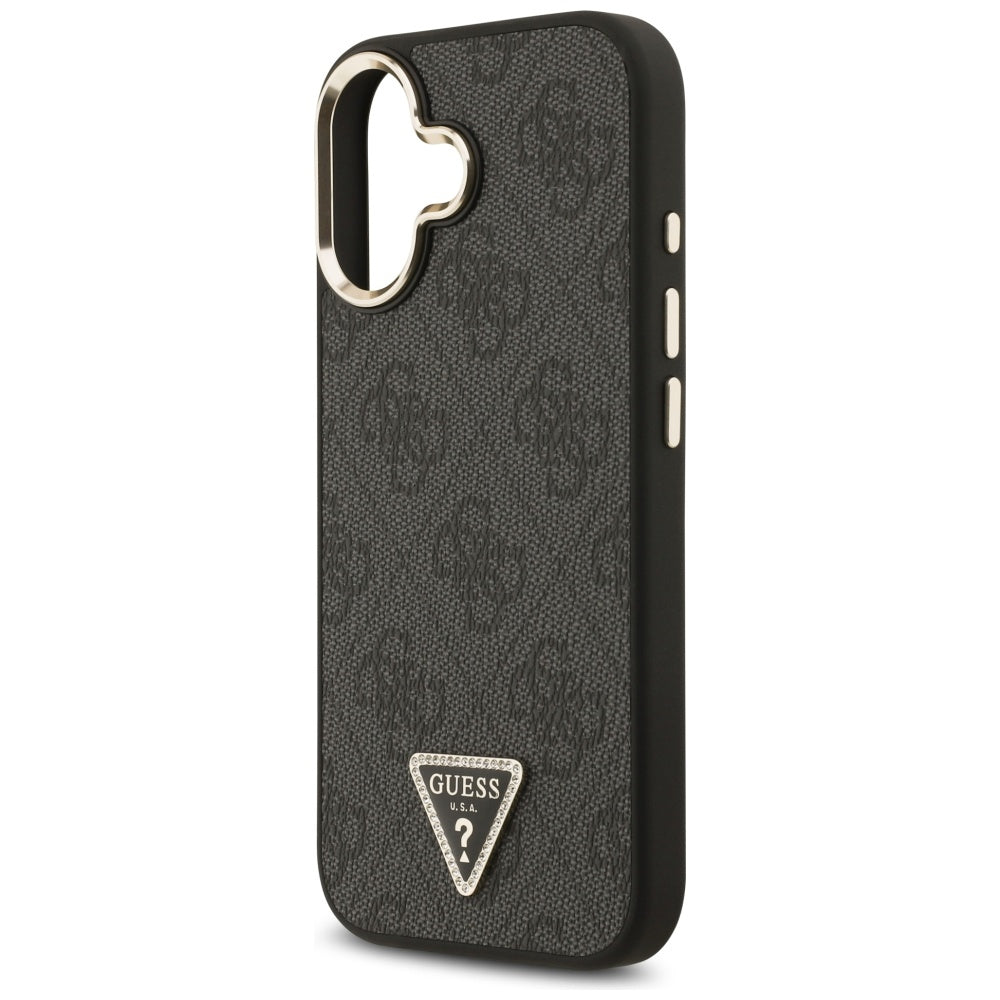 Custodia MagSafe per Apple iPhone 17, Guess, Logo Diamante Triangolo 4G, Nera