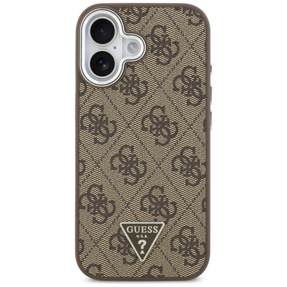 MagSafe Case for Apple iPhone 17, Guess, 4G Triangle Logo, Silver Brown