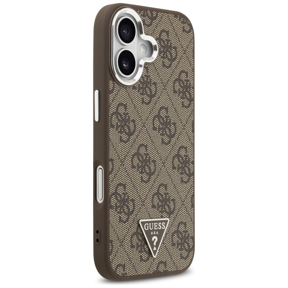 MagSafe Case for Apple iPhone 17, Guess, 4G Triangle Logo, Silver Brown