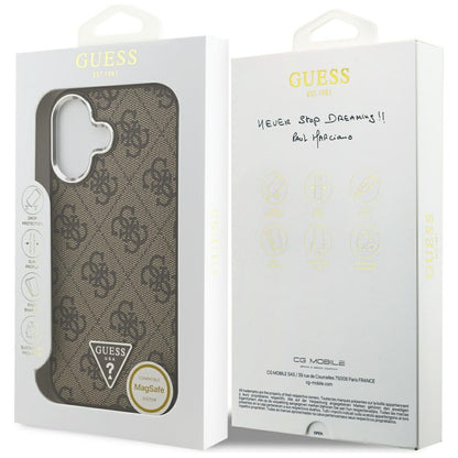 MagSafe Case for Apple iPhone 17, Guess, 4G Triangle Logo, Silver Brown