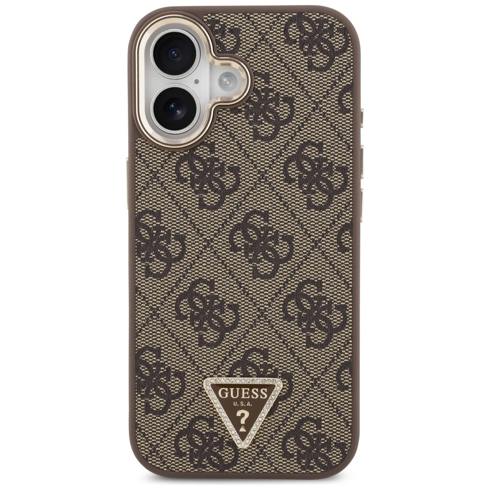 Custodia MagSafe per Apple iPhone 17, Guess, Logo Triangolo 4G, Marrone Dorato