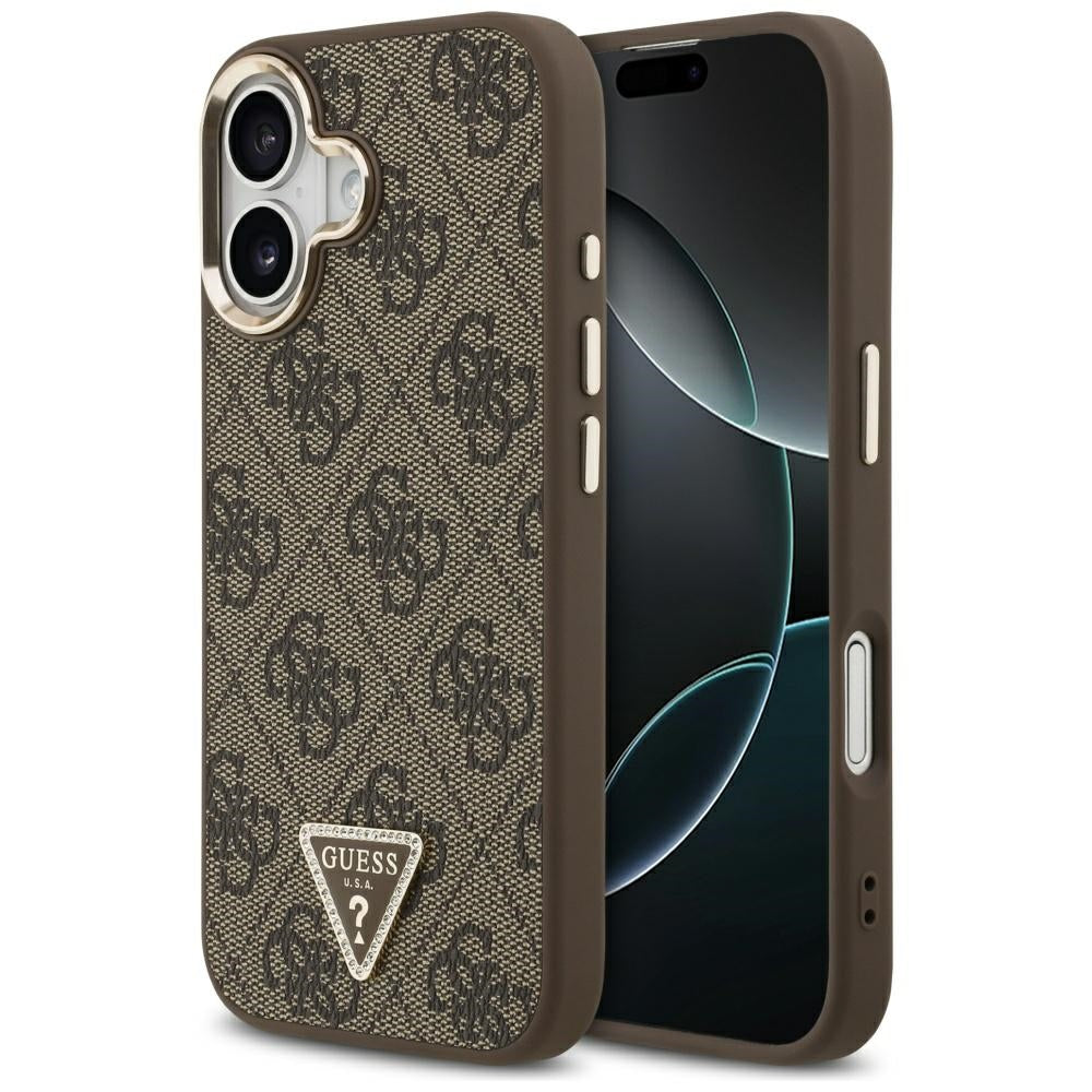 Custodia MagSafe per Apple iPhone 17, Guess, Logo Triangolo 4G, Marrone Dorato