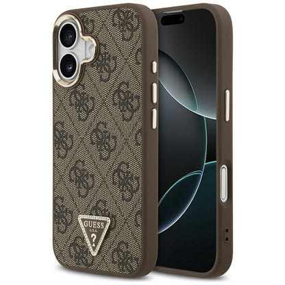 Custodia MagSafe per Apple iPhone 17, Guess, Logo Triangolo 4G, Marrone Dorato
