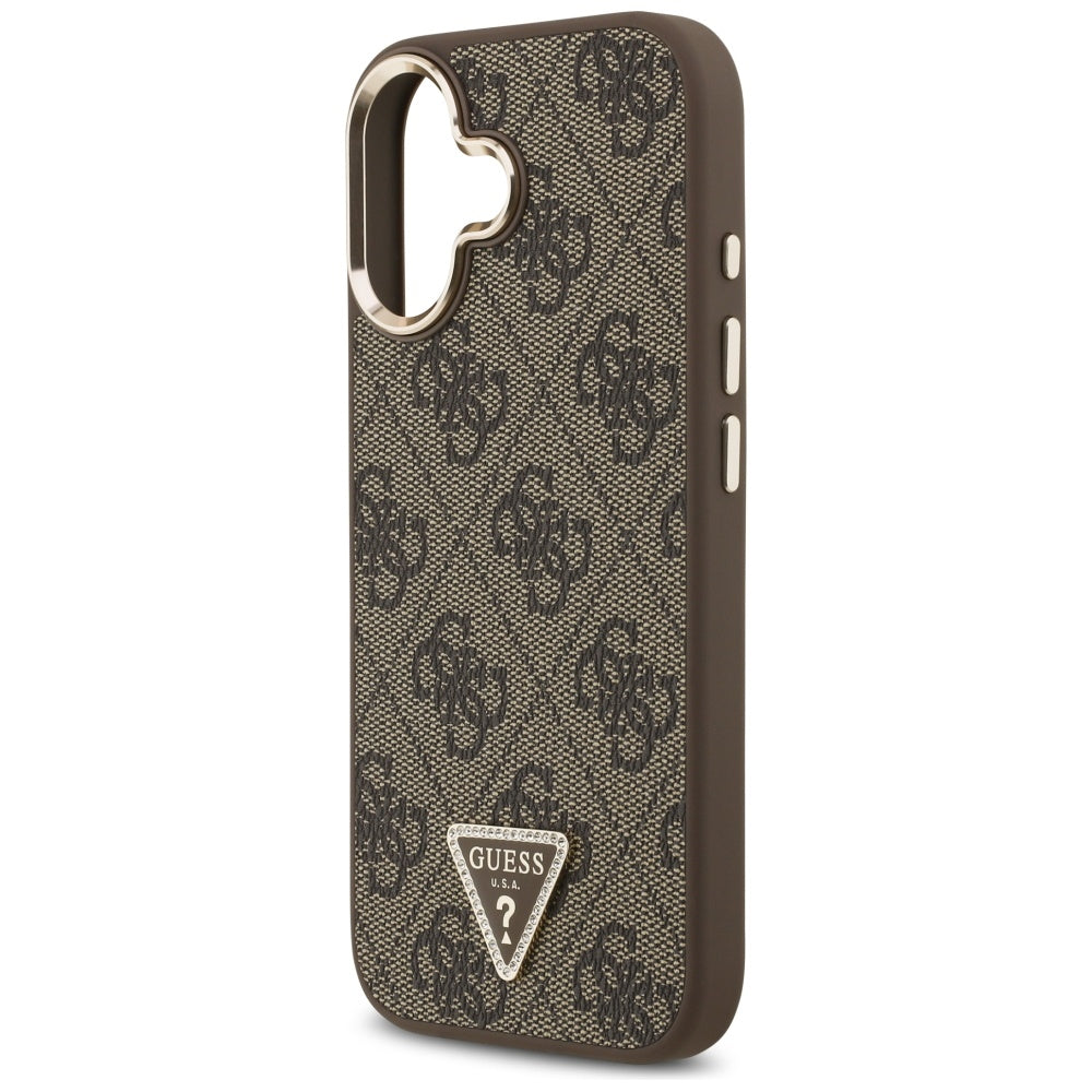 Custodia MagSafe per Apple iPhone 17, Guess, Logo Triangolo 4G, Marrone Dorato