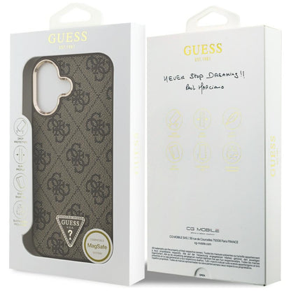 Custodia MagSafe per Apple iPhone 17, Guess, Logo Triangolo 4G, Marrone Dorato
