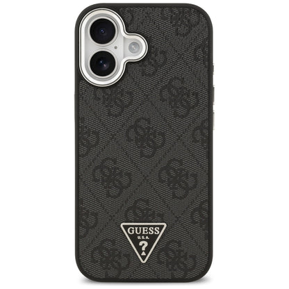 Housse MagSafe pour Apple iPhone 17, Guess, Logo Triangle 4G, Noir Argenté