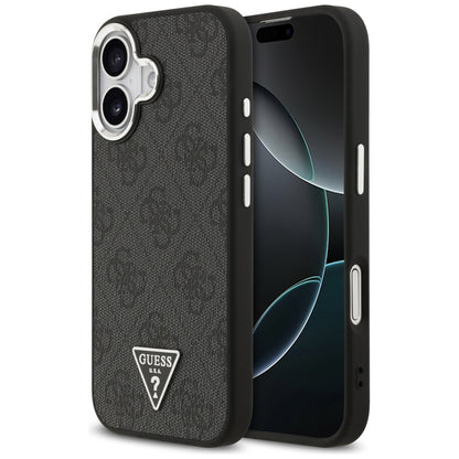 Housse MagSafe pour Apple iPhone 17, Guess, Logo Triangle 4G, Noir Argenté