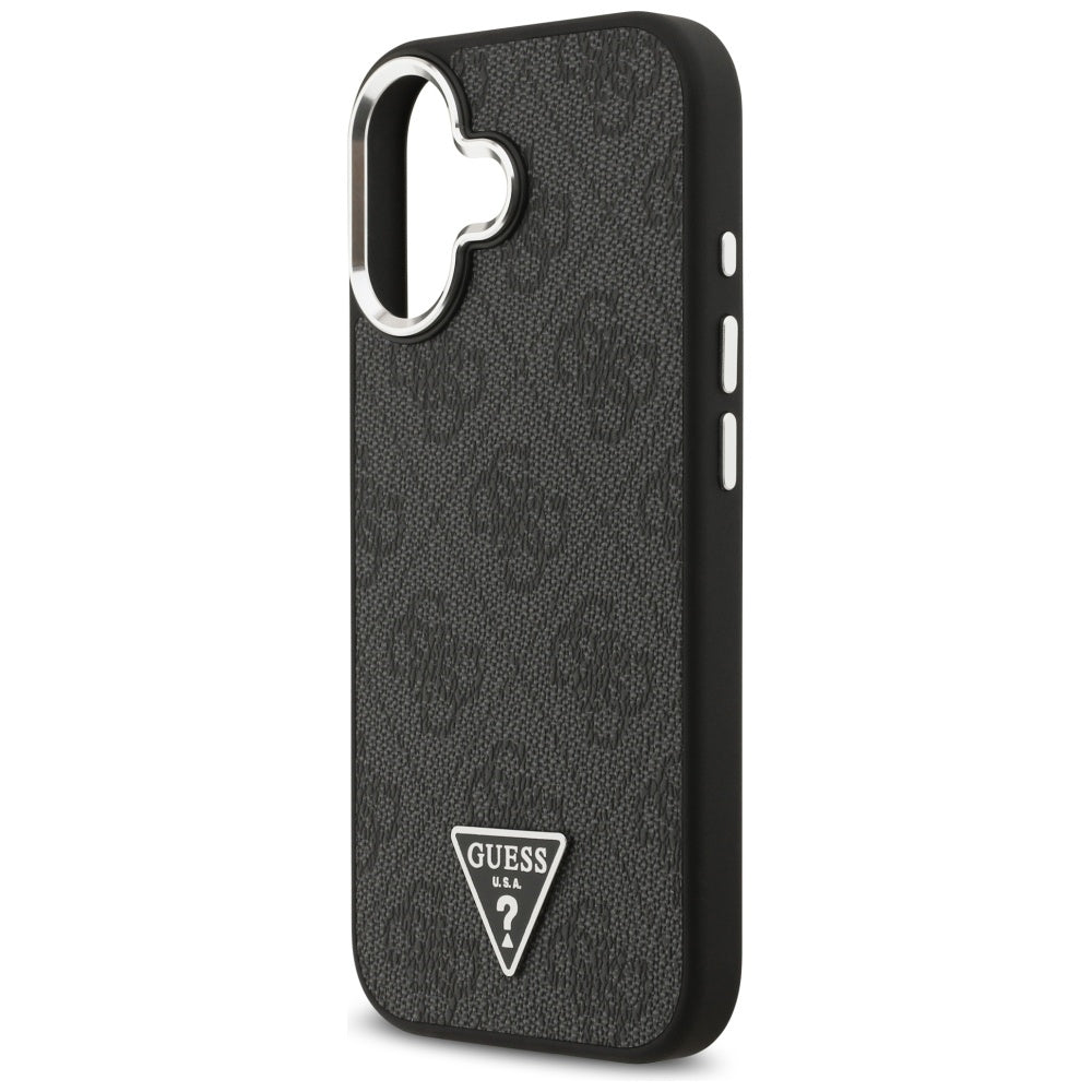Housse MagSafe pour Apple iPhone 17, Guess, Logo Triangle 4G, Noir Argenté