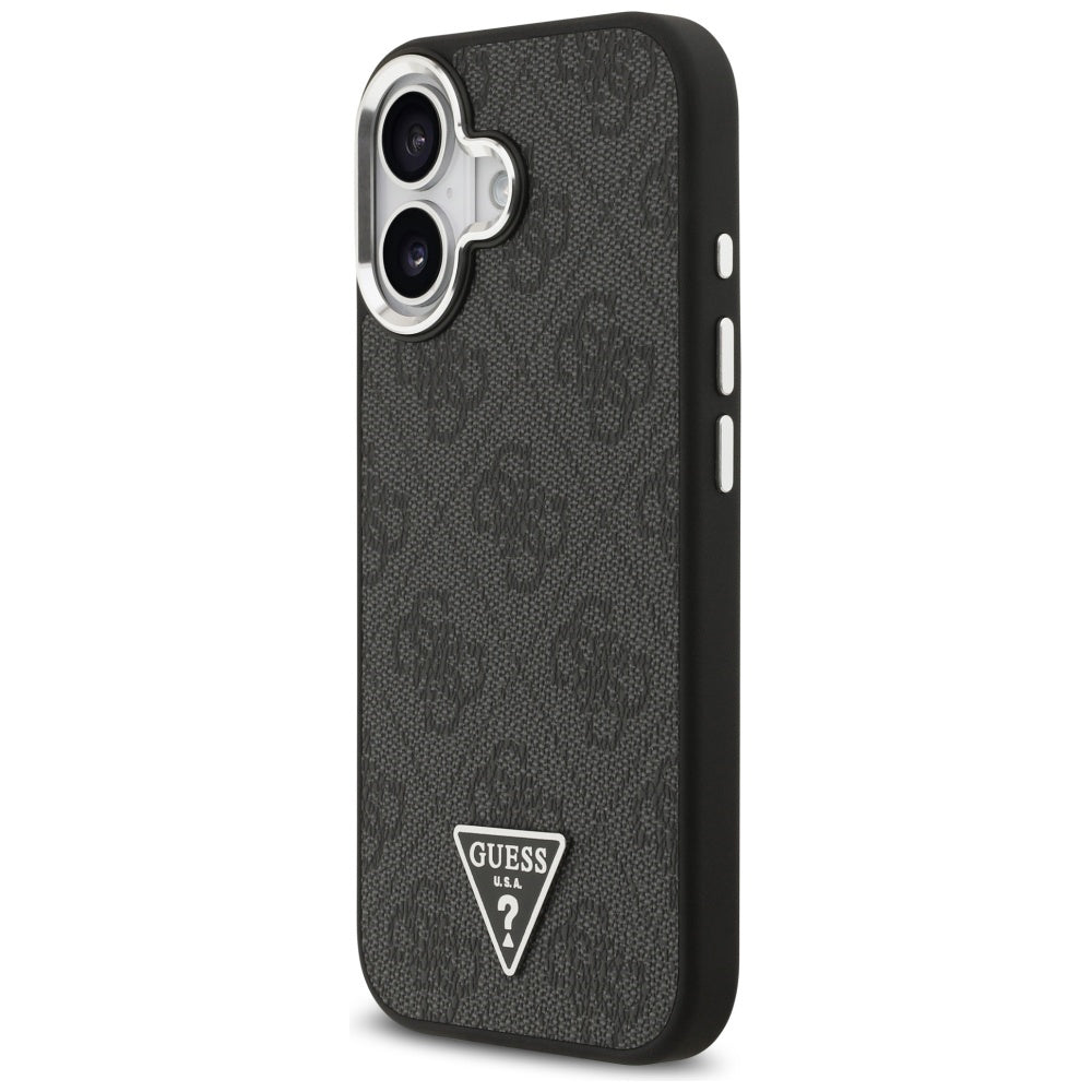 Housse MagSafe pour Apple iPhone 17, Guess, Logo Triangle 4G, Noir Argenté