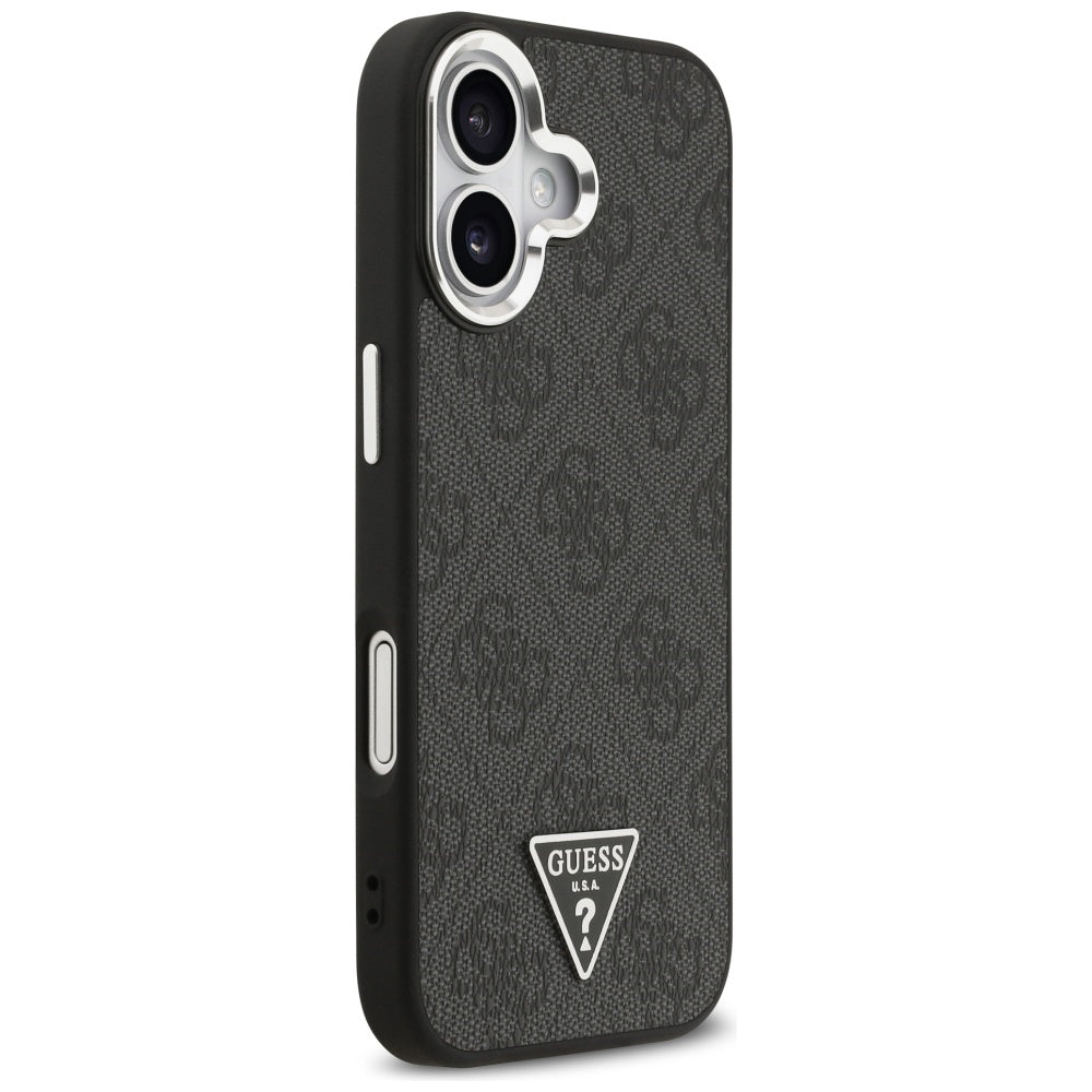 Housse MagSafe pour Apple iPhone 17, Guess, Logo Triangle 4G, Noir Argenté
