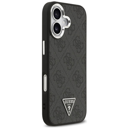 Housse MagSafe pour Apple iPhone 17, Guess, Logo Triangle 4G, Noir Argenté