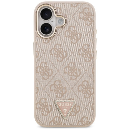 Custodia MagSafe per Apple iPhone 17, Guess, Logo Triangolo 4G, Rosa Dorato