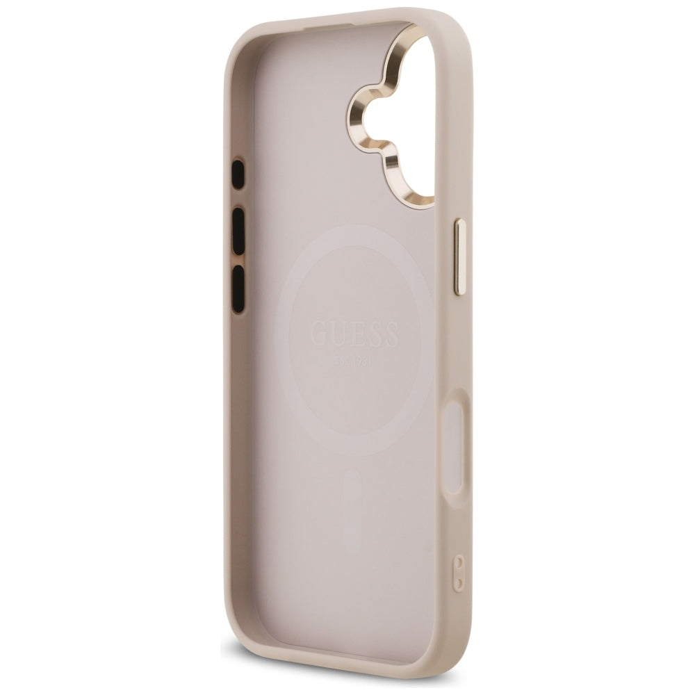 Custodia MagSafe per Apple iPhone 17, Guess, Logo Triangolo 4G, Rosa Dorato