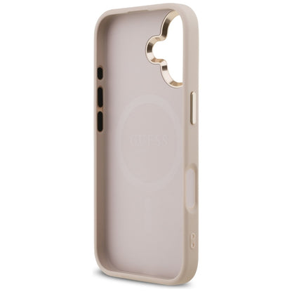 Custodia MagSafe per Apple iPhone 17, Guess, Logo Triangolo 4G, Rosa Dorato