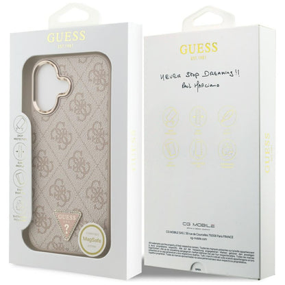 Custodia MagSafe per Apple iPhone 17, Guess, Logo Triangolo 4G, Rosa Dorato