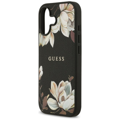MagSafe Hülle für Apple iPhone 17, Guess, Grained Flowers, Schwarz