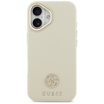Custodia MagSafe per Apple iPhone 17, Guess, Grained Strass Logo, Beige