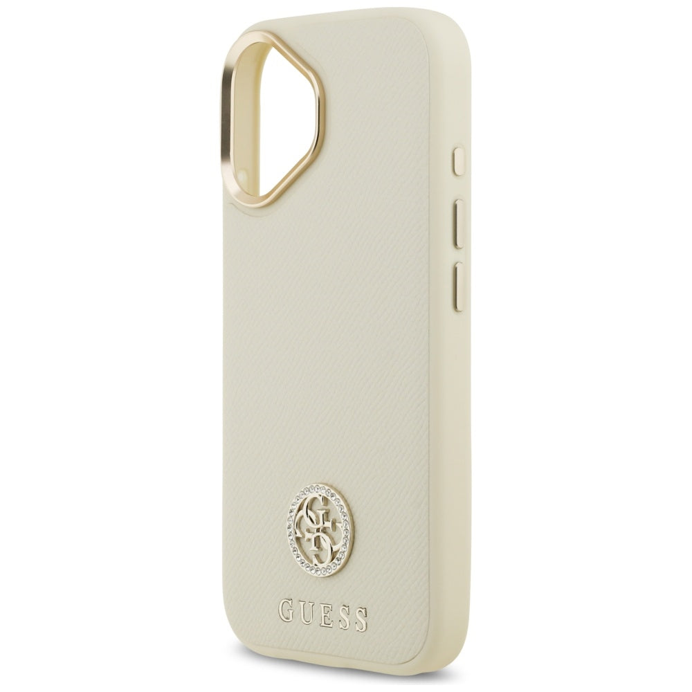 Custodia MagSafe per Apple iPhone 17, Guess, Grained Strass Logo, Beige