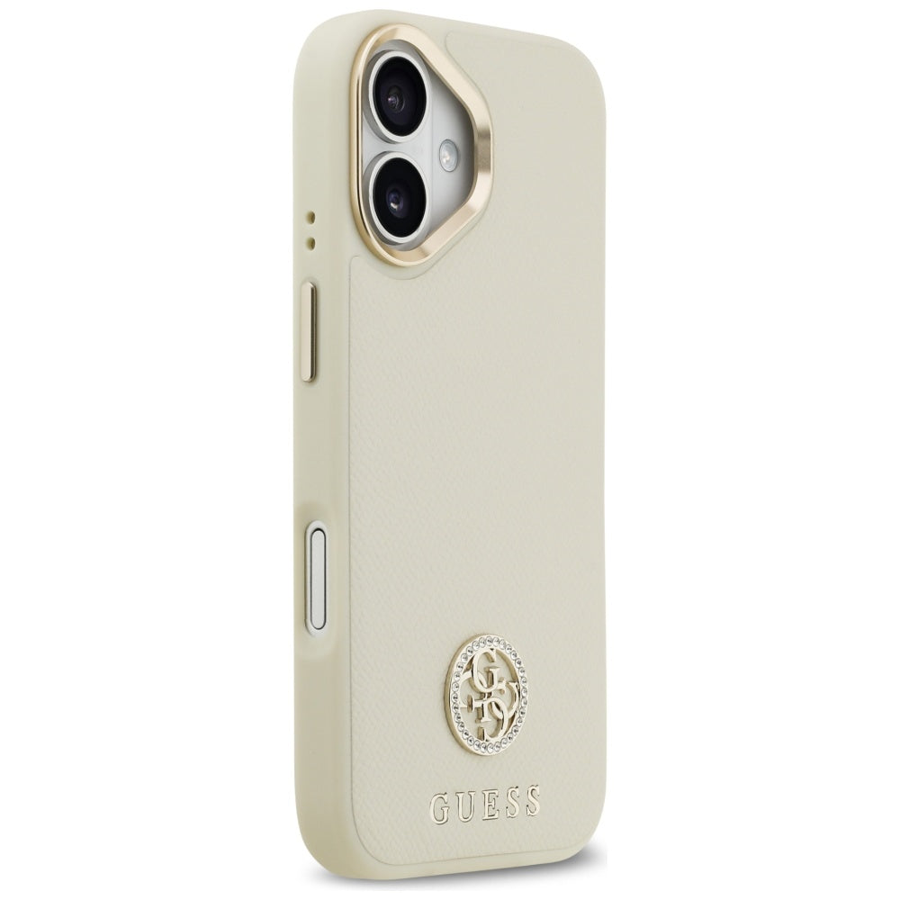 Custodia MagSafe per Apple iPhone 17, Guess, Grained Strass Logo, Beige